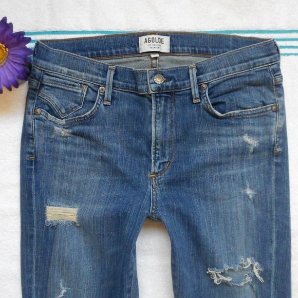 AGOLDE Jeans Size 29 Skinny Distressed Denim - Picture 8 of 15